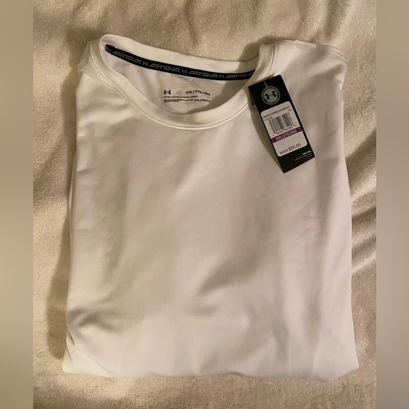 NWT Men’s UA Coldgear White Knit Tee Long Sleeve size XXL - Picture 9 of 14